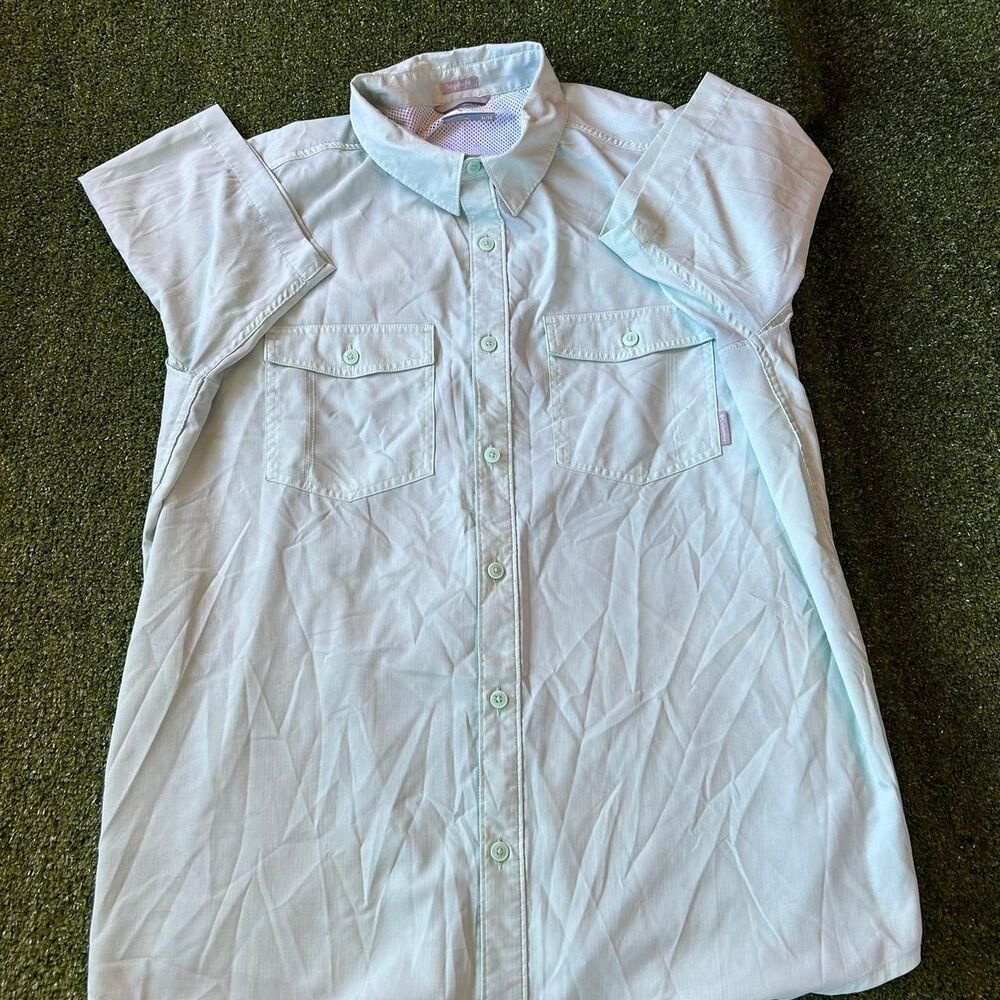 Columbia-sportswear Men's Blue and Green Shirt